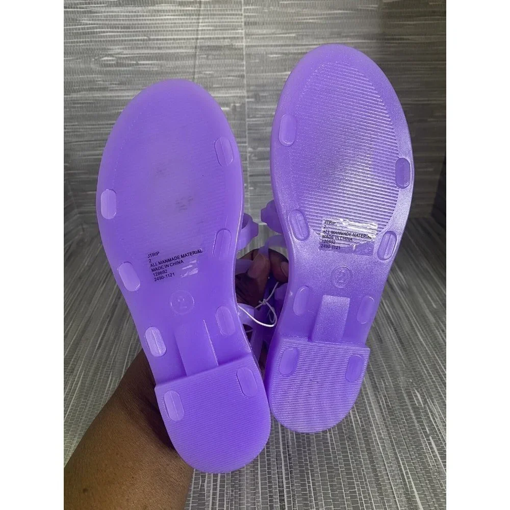 Steve Madden Girls‎ Travel-J Studded Flat Jelly Sandals Purple Size 2